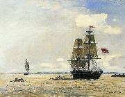 Johann Barthold Jongkind Norwegian Naval Ship Leaving the Port of Honfleur oil painting on canvas